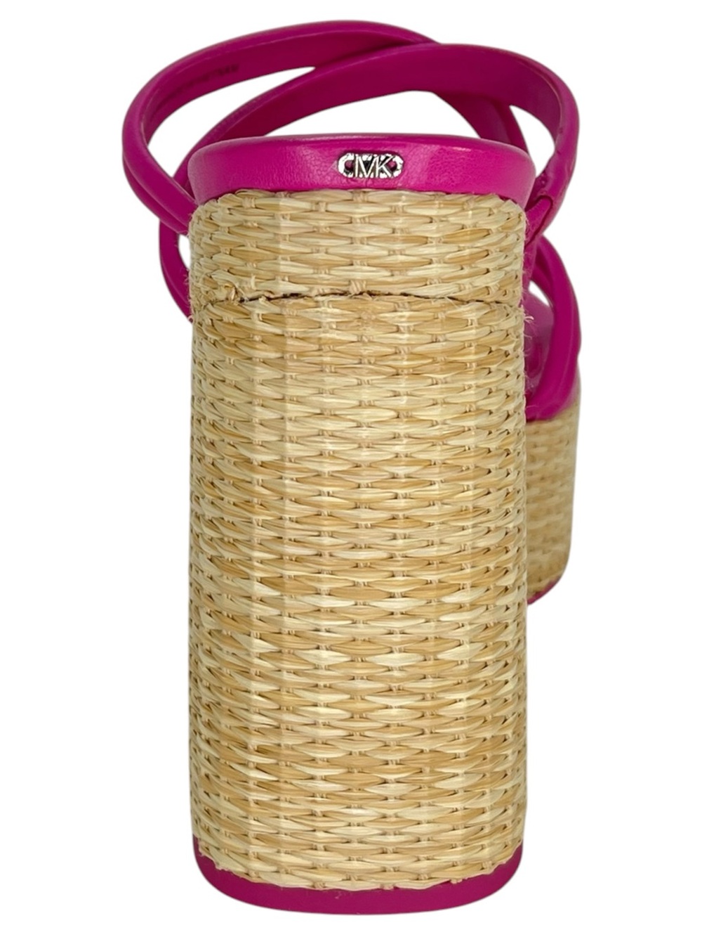Michael Kors Corrine Pink Leather Raffia Womens Platform Sandals Size 7.5M - Picture 4 of 12